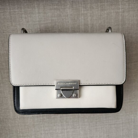 Rebecca Minkoff Crossbody Bag Grey White Black genuine leather - Picture 1 of 8